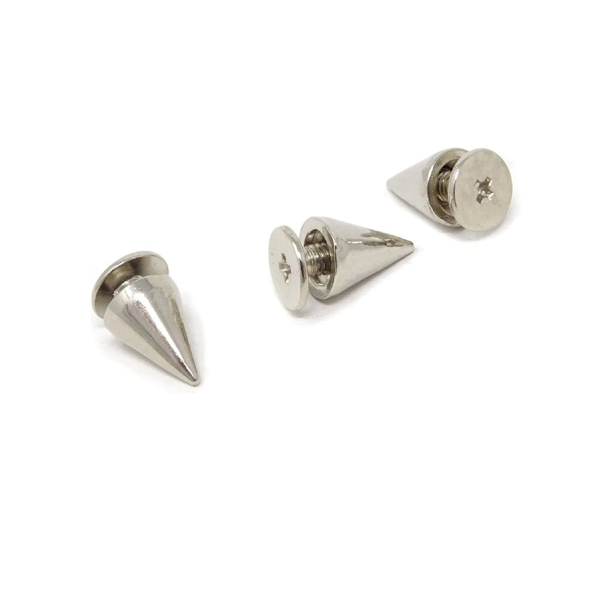 Honbay 100 Sets 7x10mm Silver Punk Style Bullet Cone Spikes Rivets with Screw Backs for DIY Leathercraft (Silver)