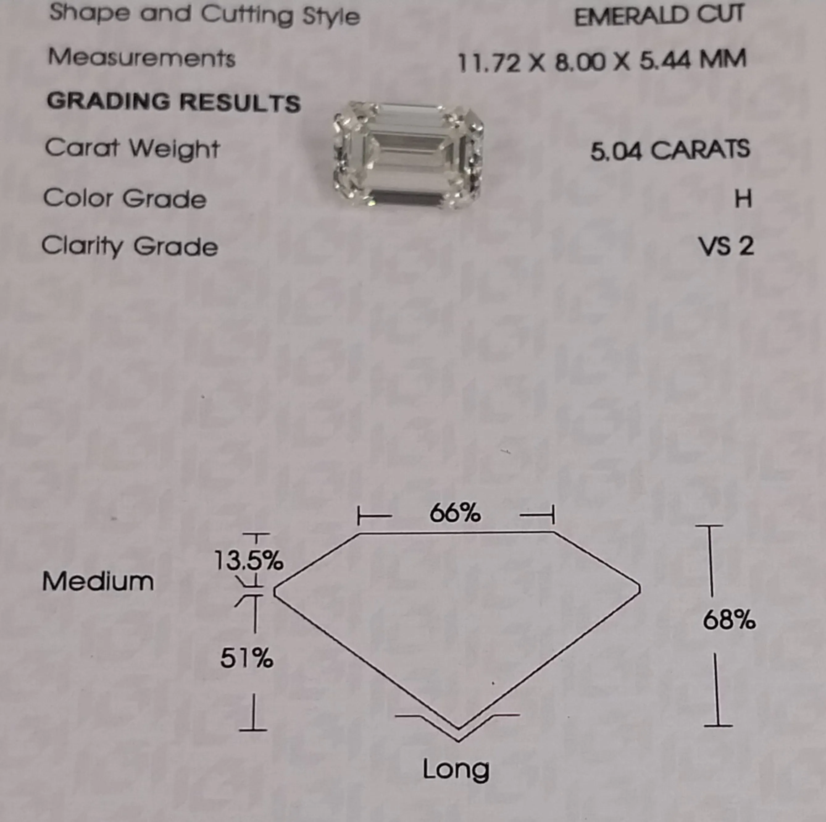 IGI CERTIFIED | 5.04ct H VS2 Emerald Cut Diamond Engagement Ring 14kt
