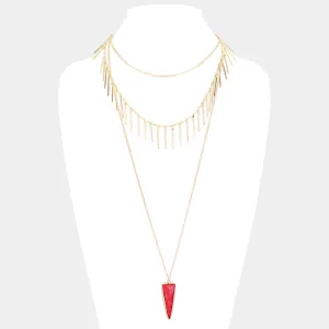 iLLASPARKZ Layered Natural Stone Pendant Necklace