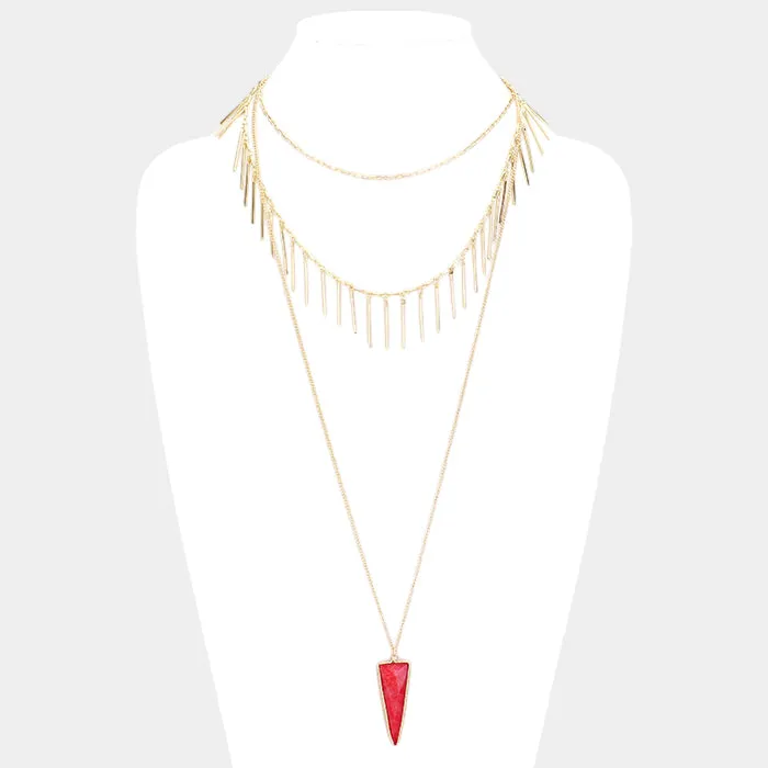 iLLASPARKZ Layered Natural Stone Pendant Necklace