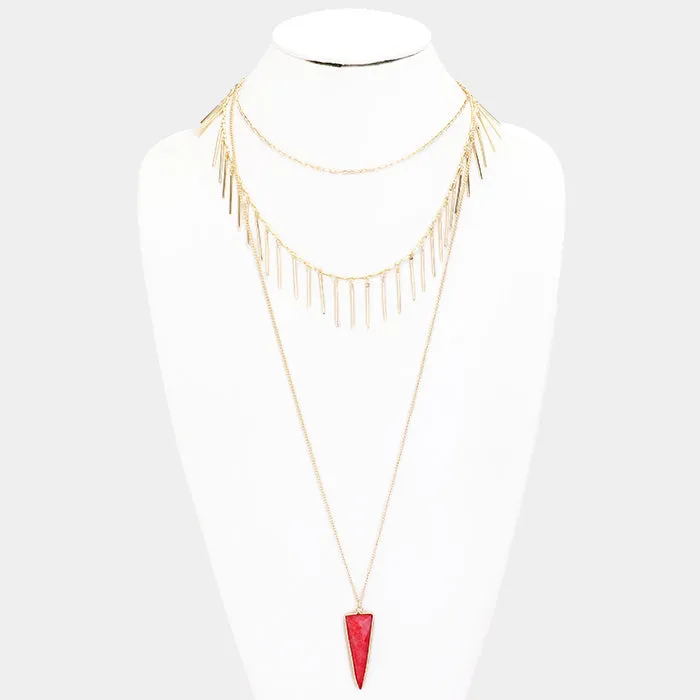 iLLASPARKZ Layered Natural Stone Pendant Necklace