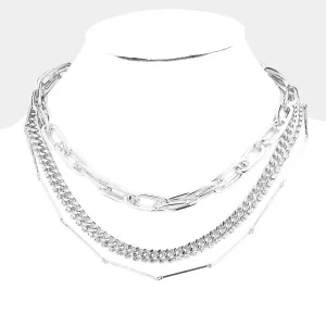 iLLASPARKZ Layered Rhinestone Metal Chain Link Necklace