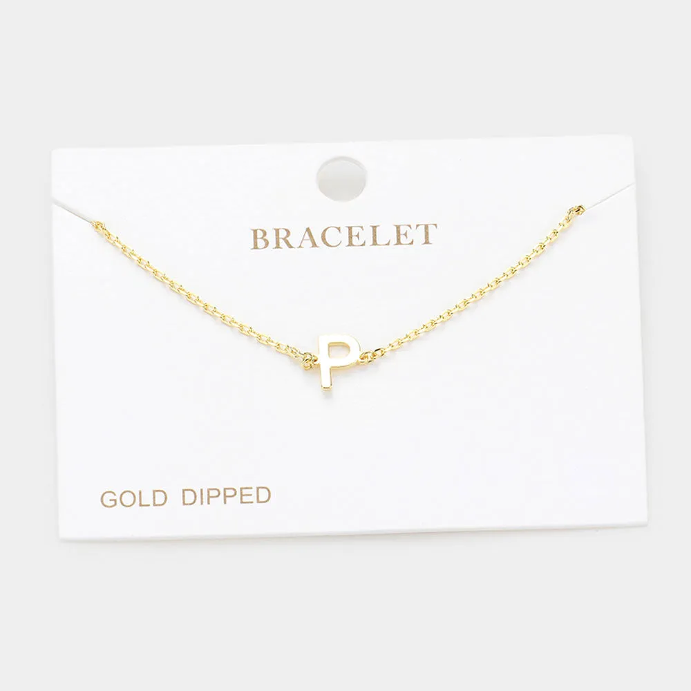 iLLASPARKZ -P- Gold Dipped Metal Monogram Charm Bracelet