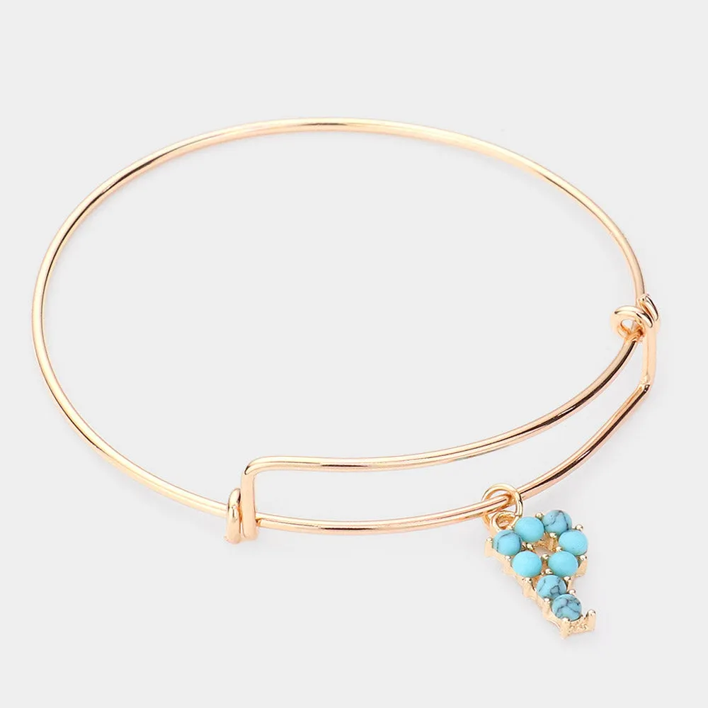 iLLASPARKZ -P- Turquoise Embellished Monogram Charm Bracelet