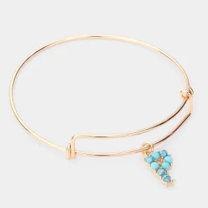 iLLASPARKZ -P- Turquoise Embellished Monogram Charm Bracelet