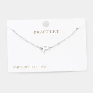iLLASPARKZ -P- White Gold Dipped Metal Monogram Charm Bracelet