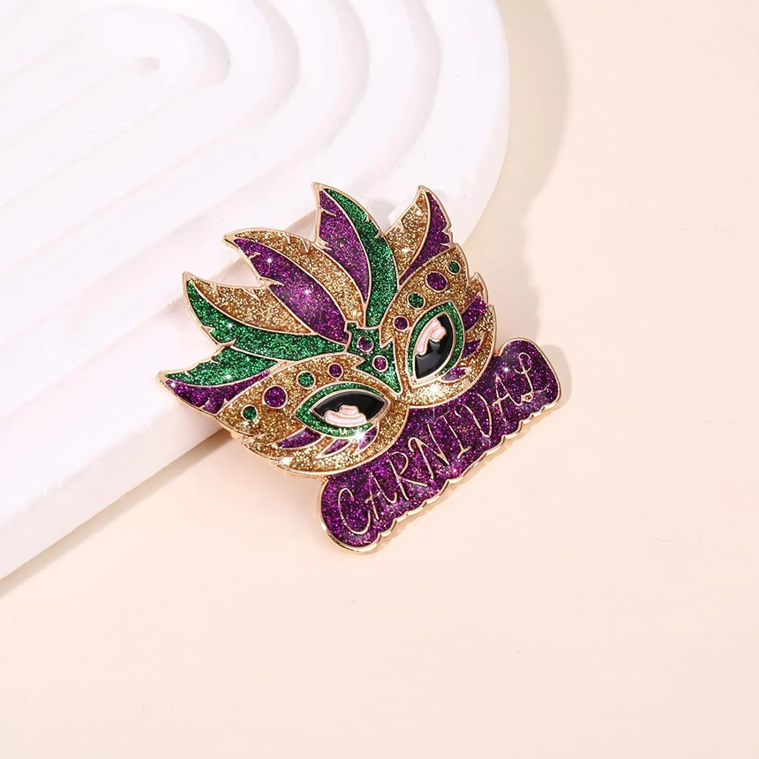 Mardi Gras Brooches for Women Glitter Rhinestone Mask Fleur-De-Lis Crown Jester Brooch Lapel Pins Bulk Carnival Badges Festival Parade Party Brooches Mardi Gras Decorations Accessories Gift