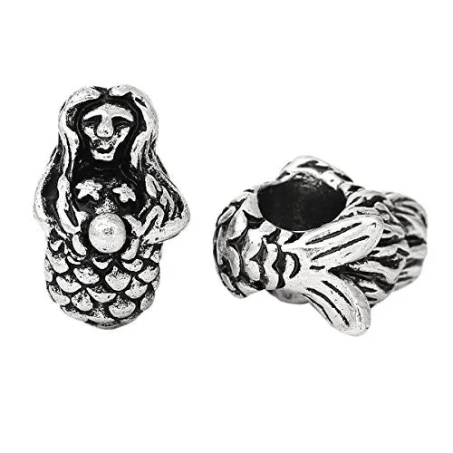 Mermaid Charm Bead Spacer  for Snake Chain Charm Bracelet