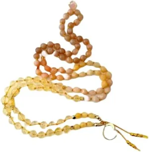 Natural Citrine Imperial Topaz 8mm 108 Mala Beads, Spiritual, Meditation Beads, Reiki, Japa Mala, Buddhist Prayer Beads, Yoga Bracelet, healing beads LKMALA-RRGU-2103, 34 inch, yellow