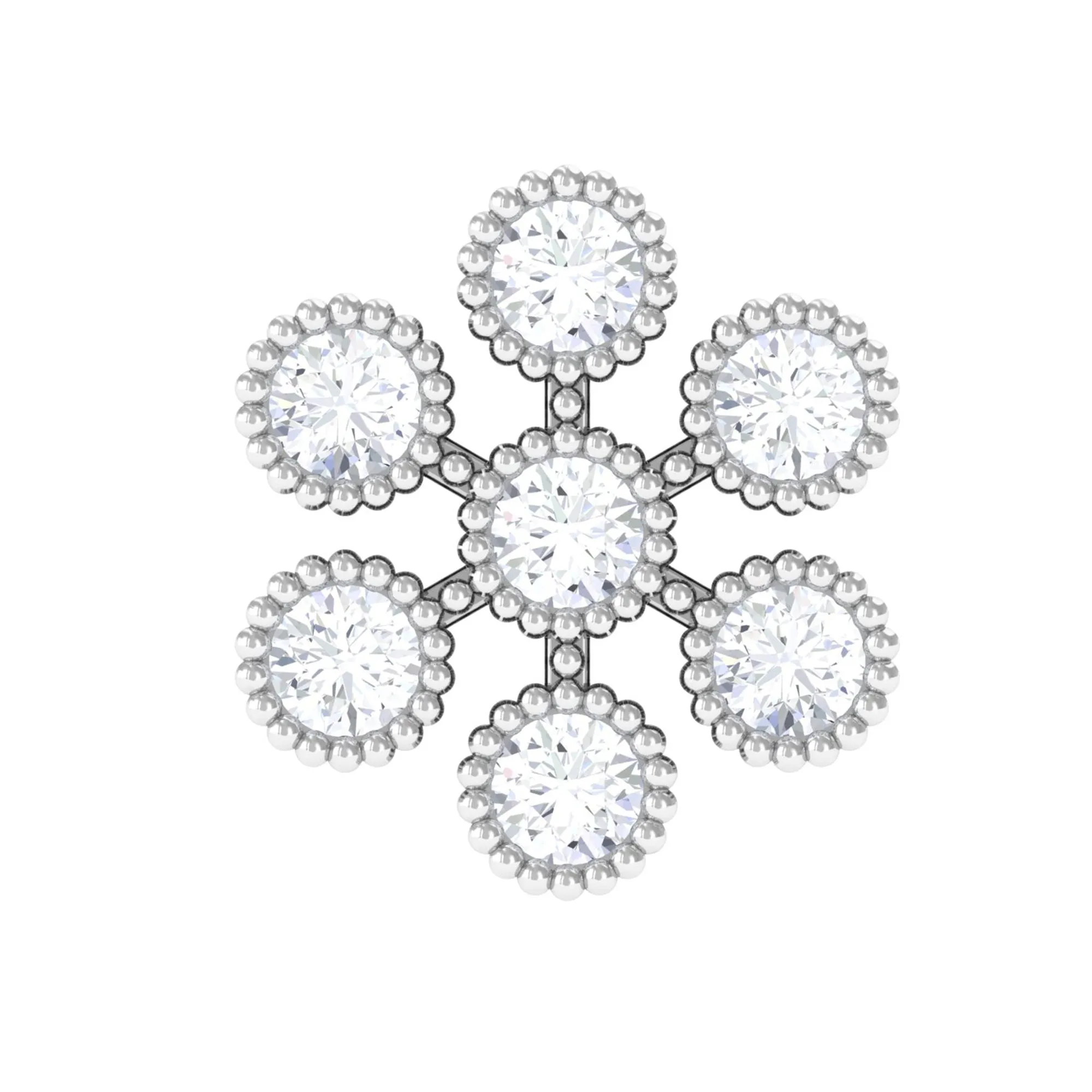 Natural Diamond Flower Earring in Beaded Bezel Setting
