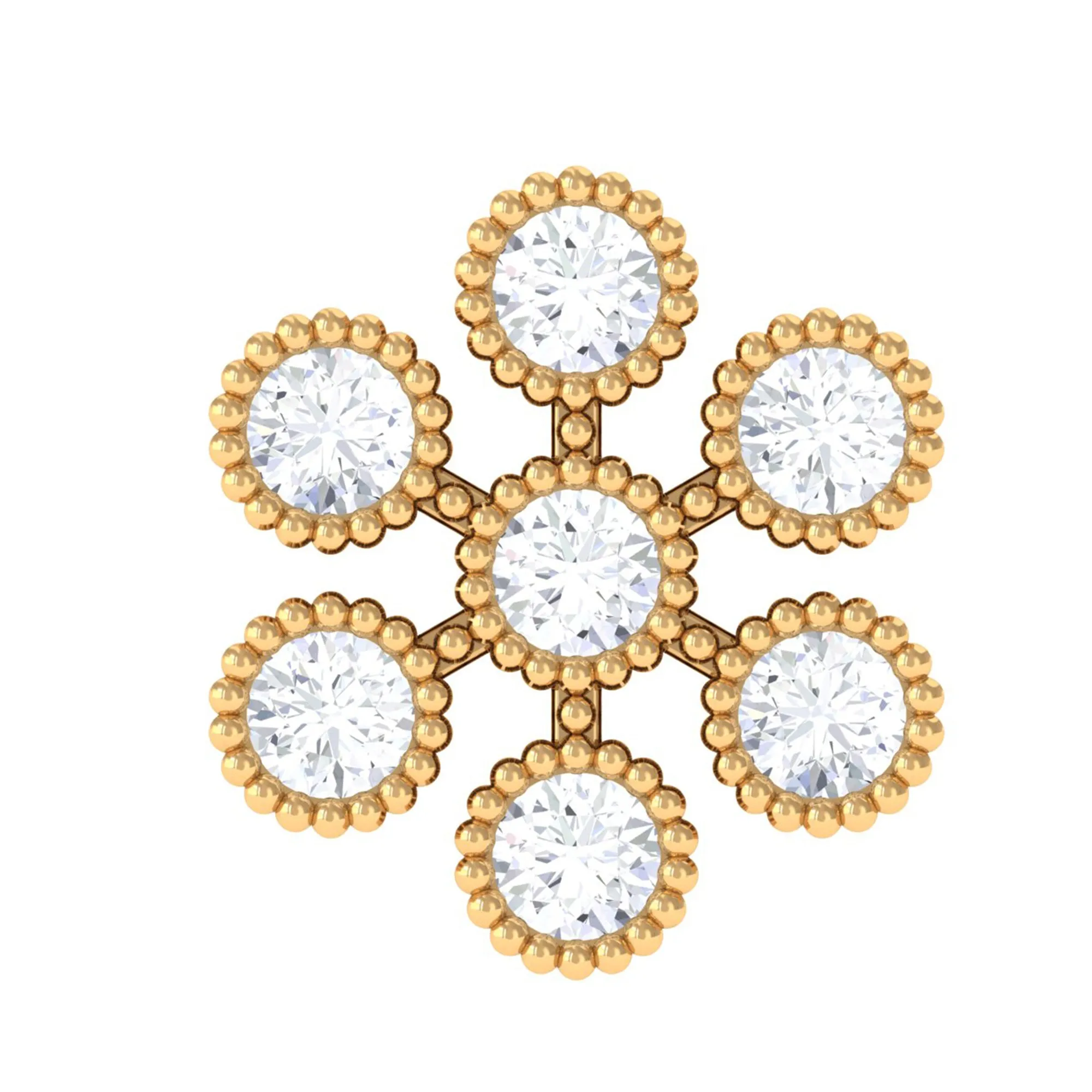 Natural Diamond Flower Earring in Beaded Bezel Setting