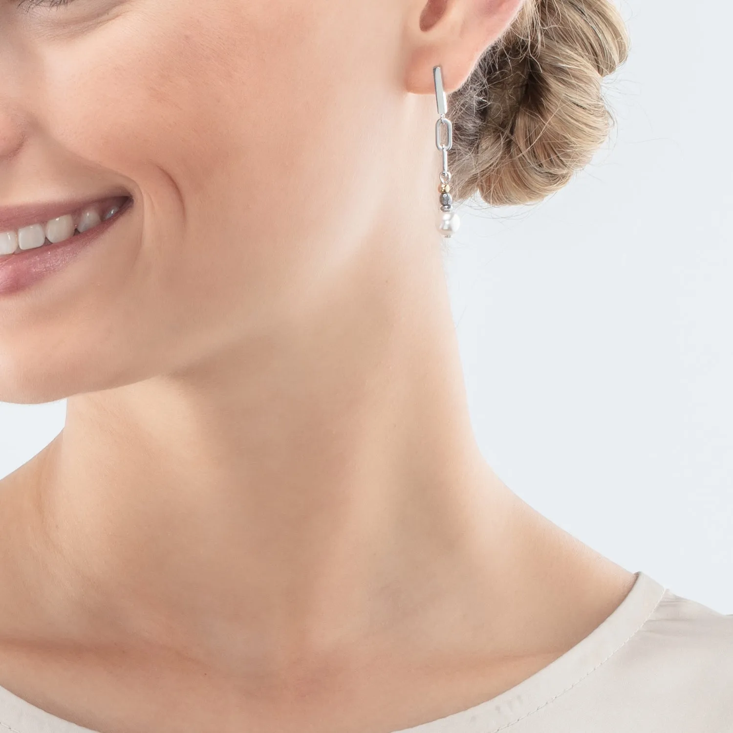 Ohrringe Classic Layer silber-grau