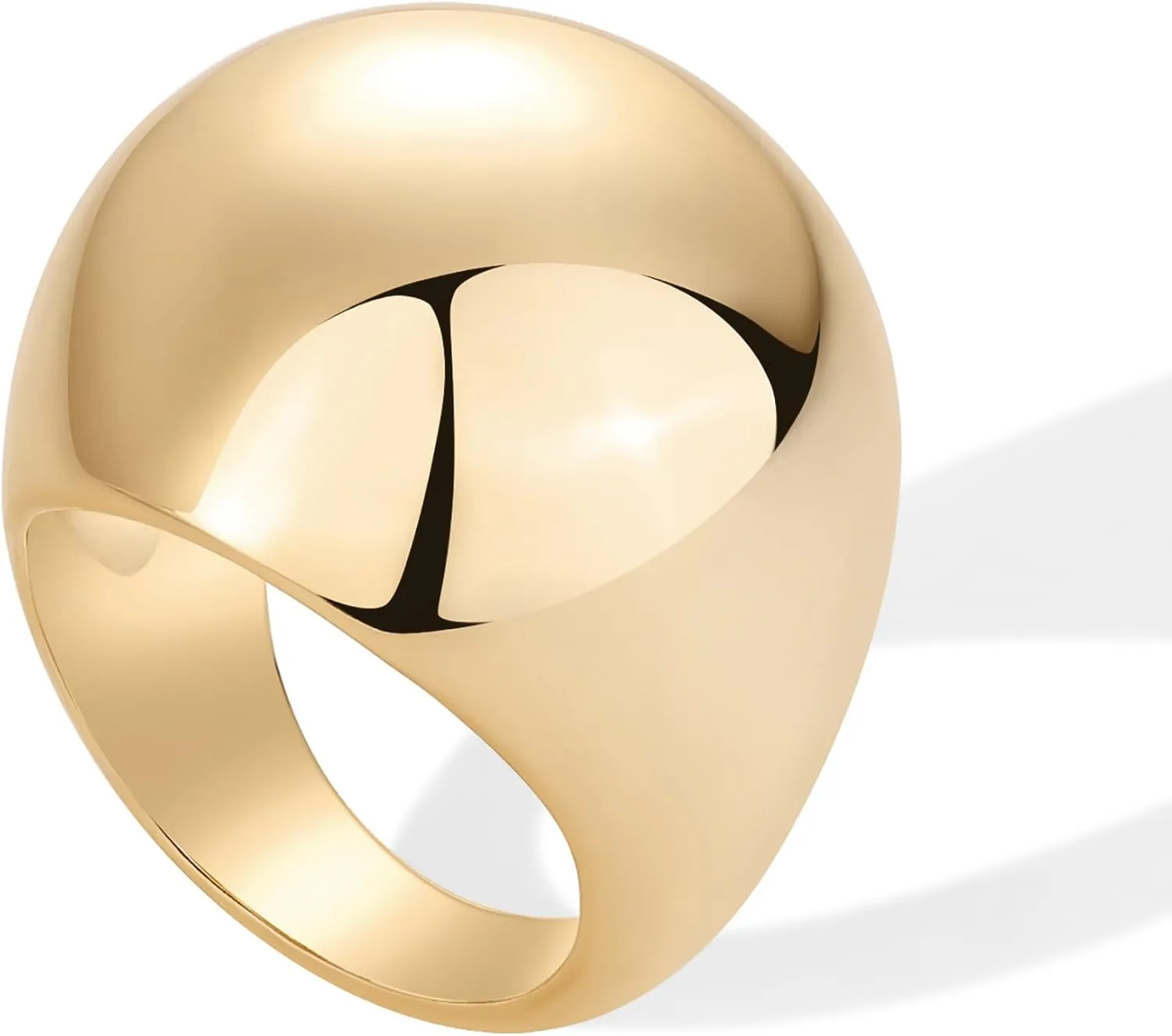 PAVOI 14K Gold Plated Chunky Domed Statement Ring for Women | Lightweight Trendy Sphere Rings | Statement Jewelry