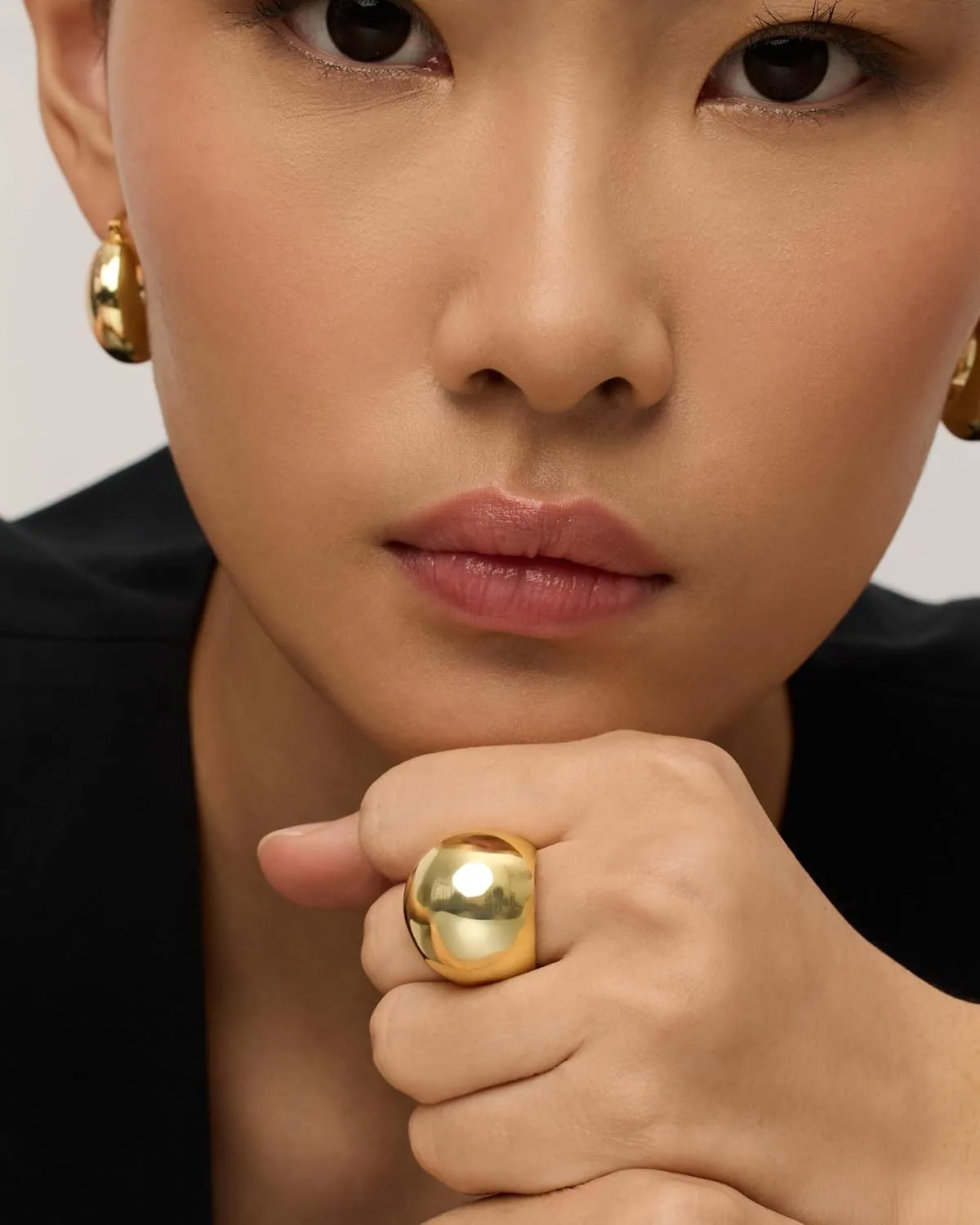 PAVOI 14K Gold Plated Chunky Domed Statement Ring for Women | Lightweight Trendy Sphere Rings | Statement Jewelry
