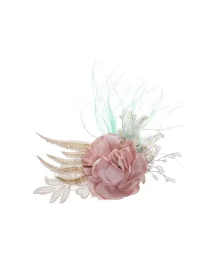 Pink fania flower brooch