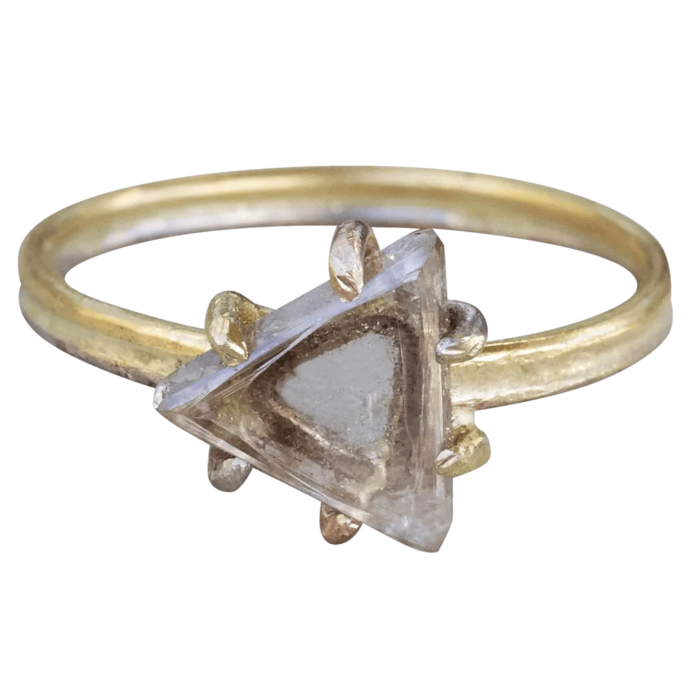 Rough Macle 1.8ct Diamond on our Gold Skinny Seamed Band