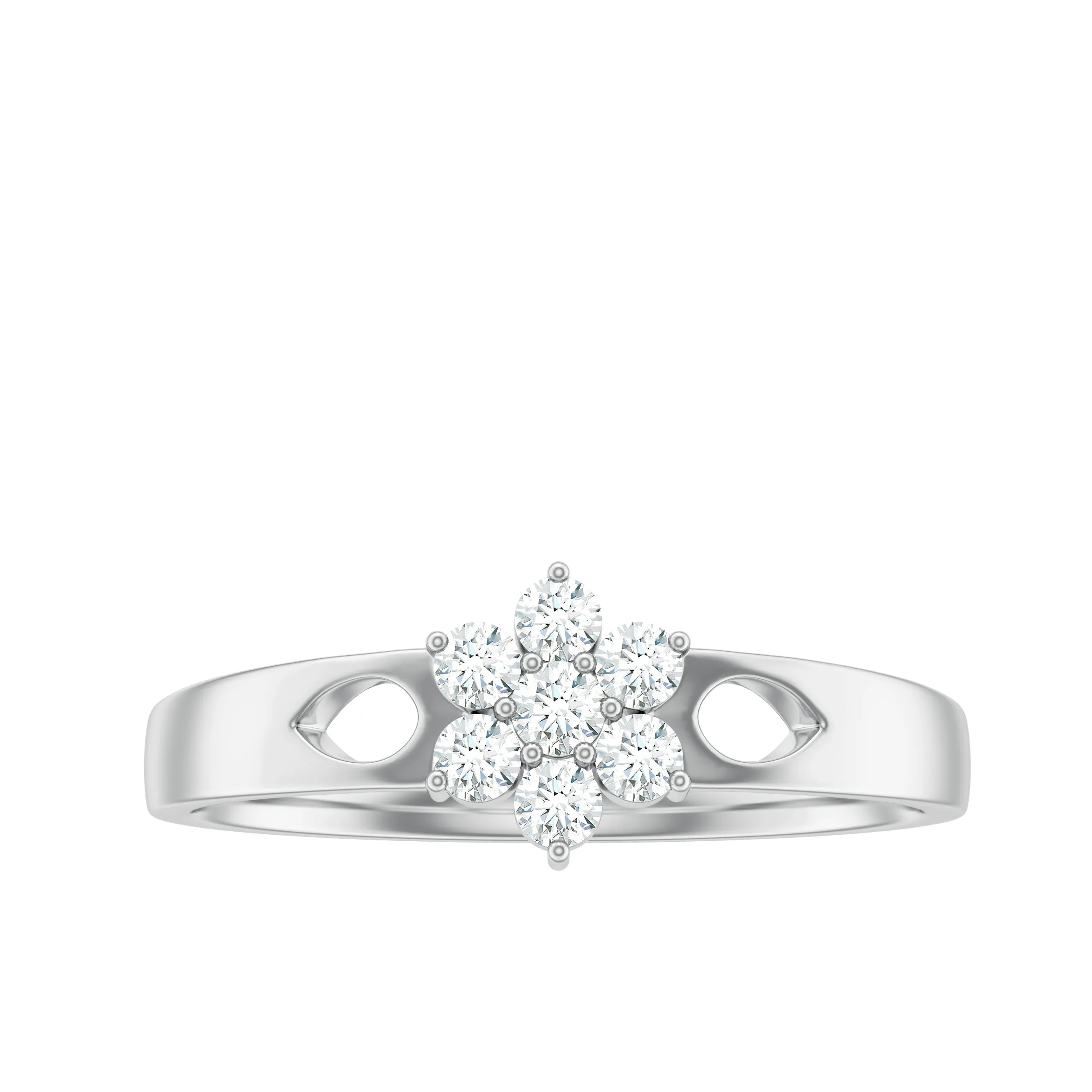 Round Shape Real Diamond Flower Anniversary Ring in Gold