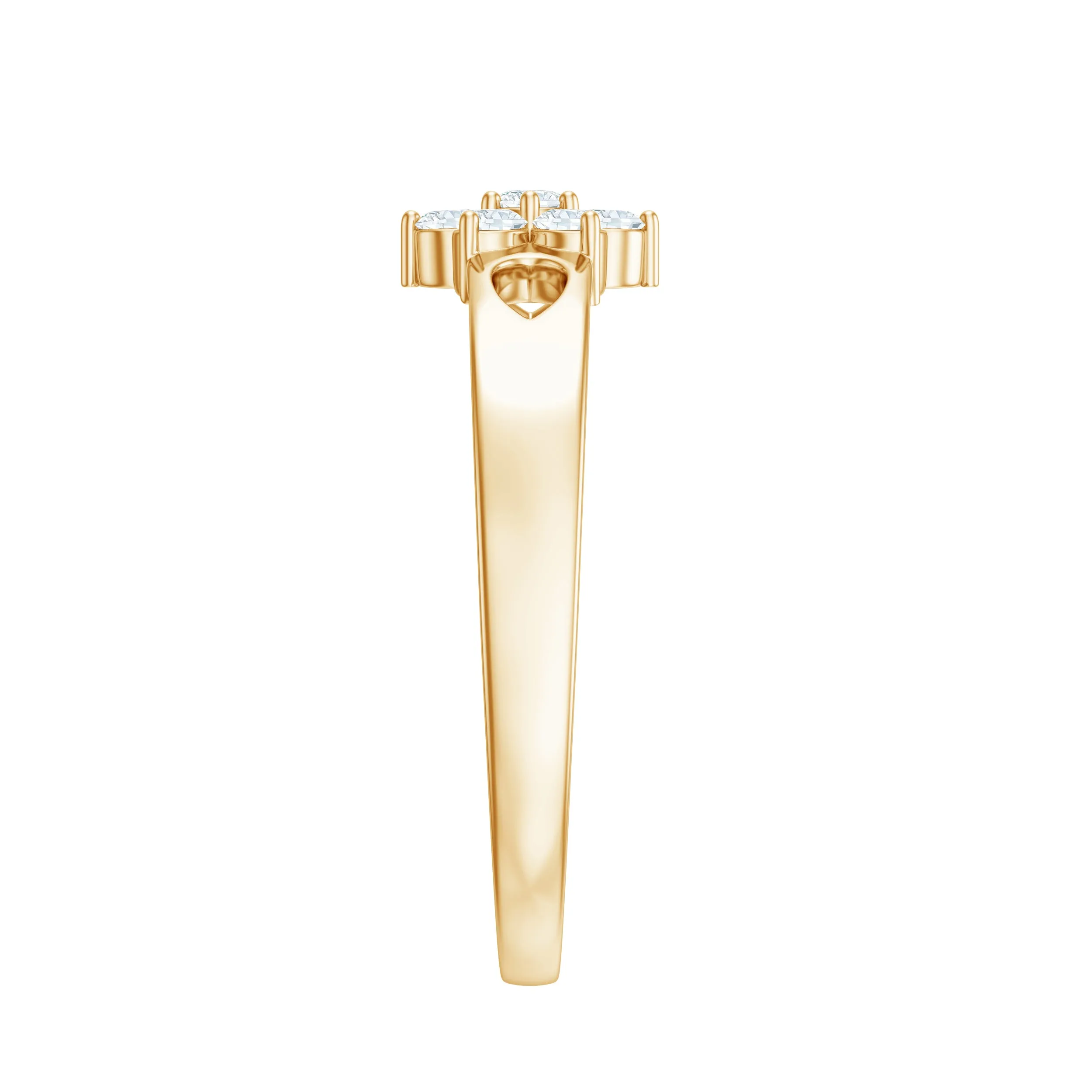 Round Shape Real Diamond Flower Anniversary Ring in Gold