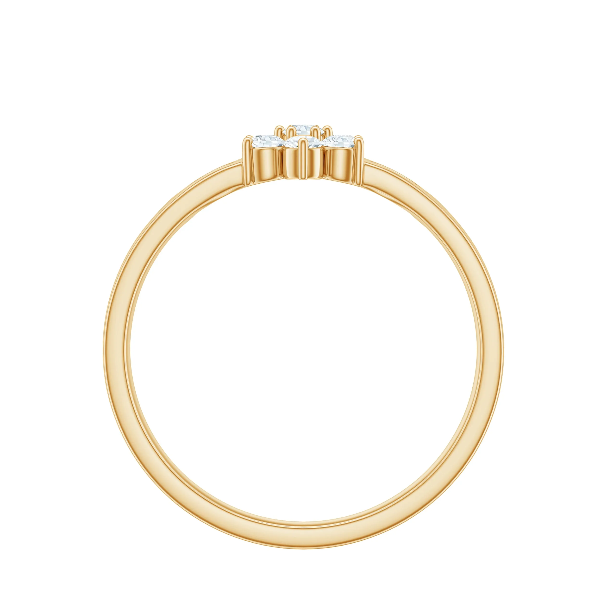 Round Shape Real Diamond Flower Anniversary Ring in Gold