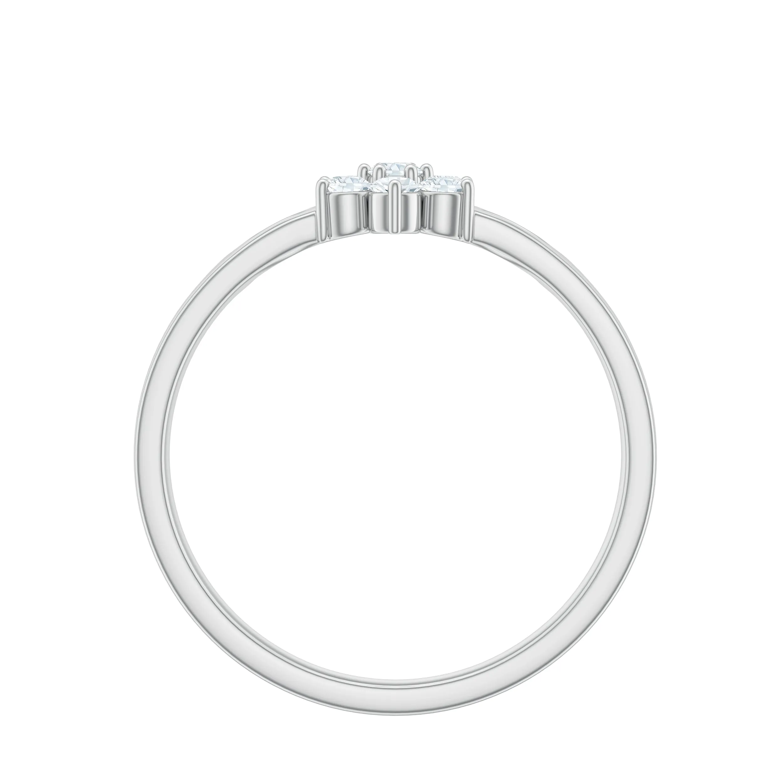 Round Shape Real Diamond Flower Anniversary Ring in Gold