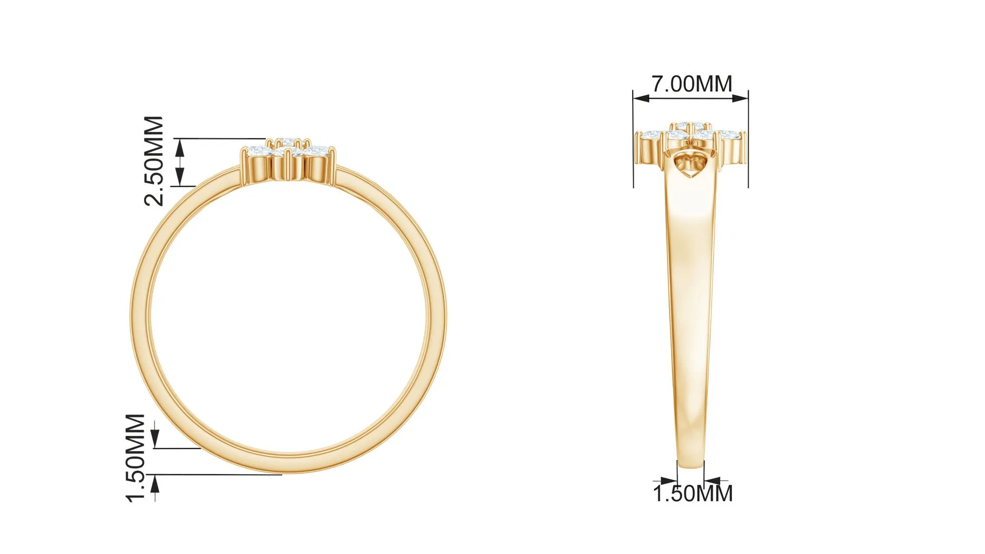 Round Shape Real Diamond Flower Anniversary Ring in Gold