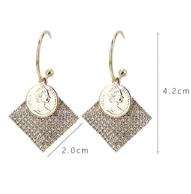 S925 Sterling Silver Post Gold-tone Coin Earrings