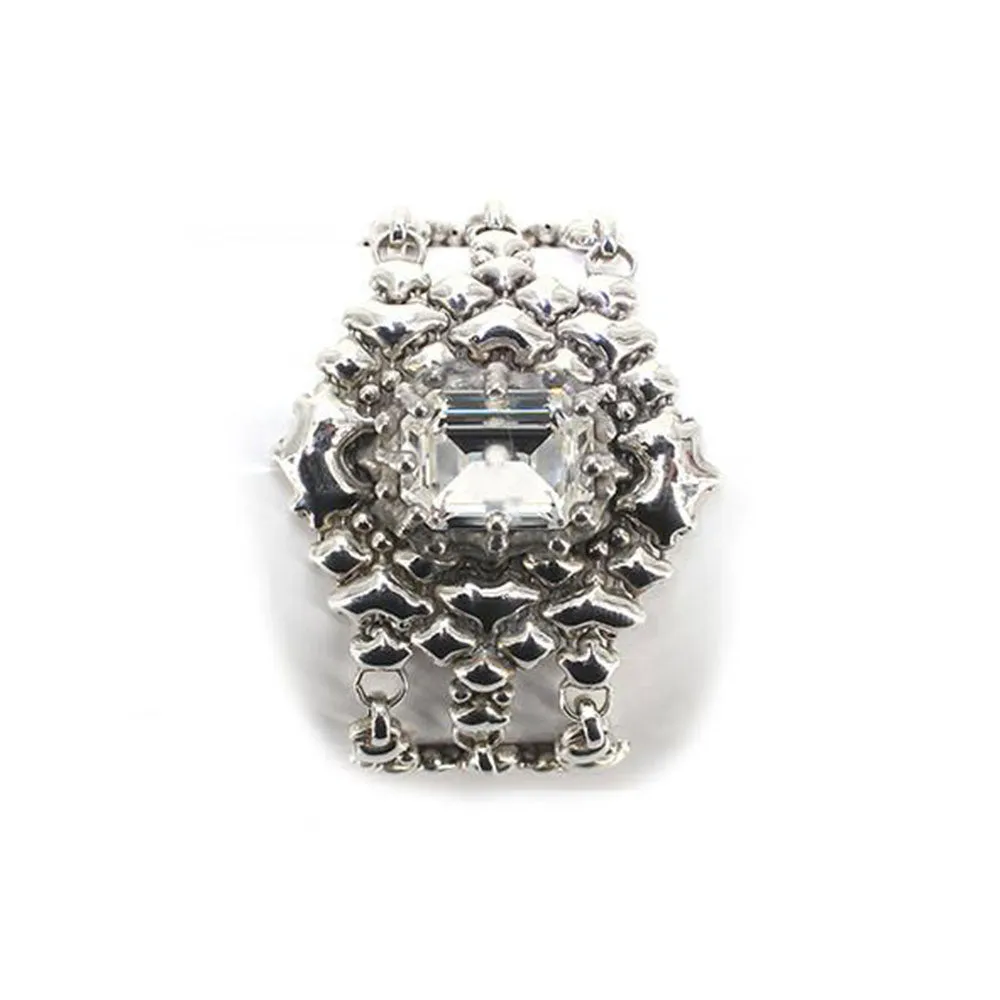 SG Liquid Metal RTB17-AS Antique Silver Bracelet with Swarovski Crystals by Sergio Gutierrez