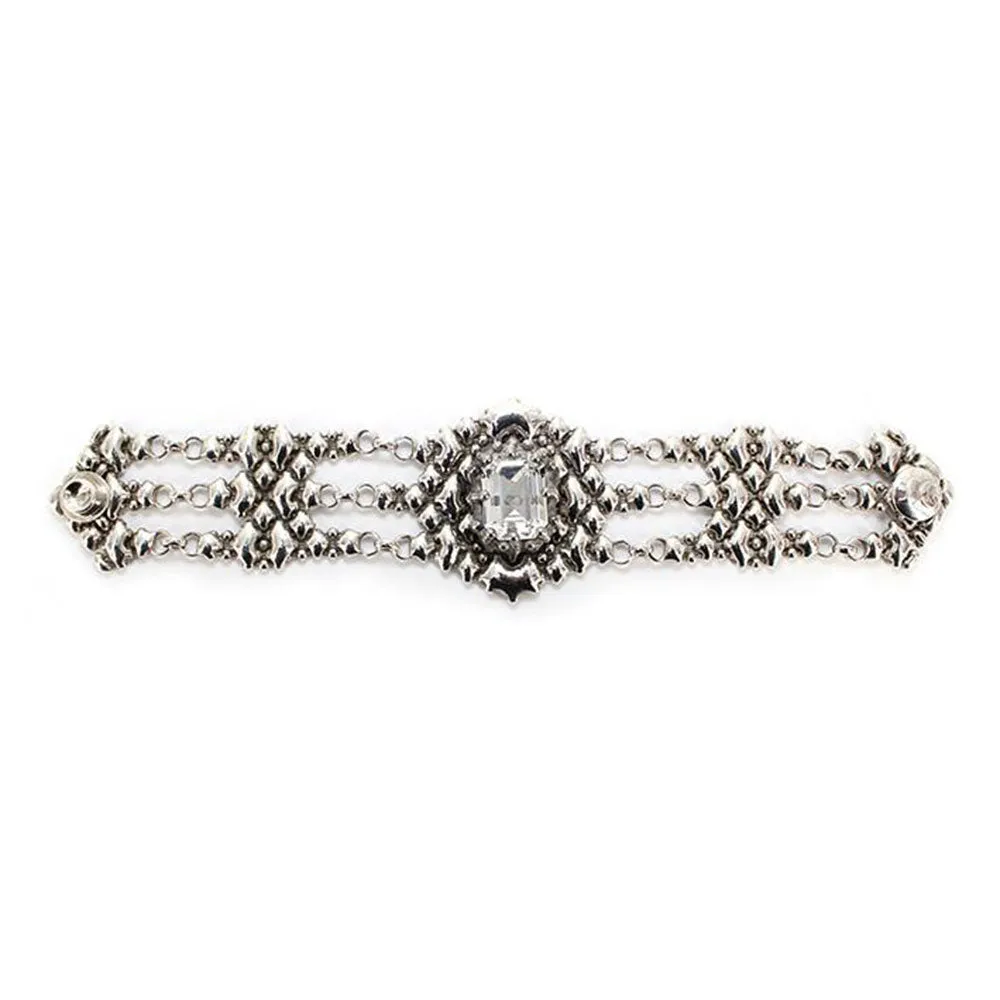 SG Liquid Metal RTB17-AS Antique Silver Bracelet with Swarovski Crystals by Sergio Gutierrez