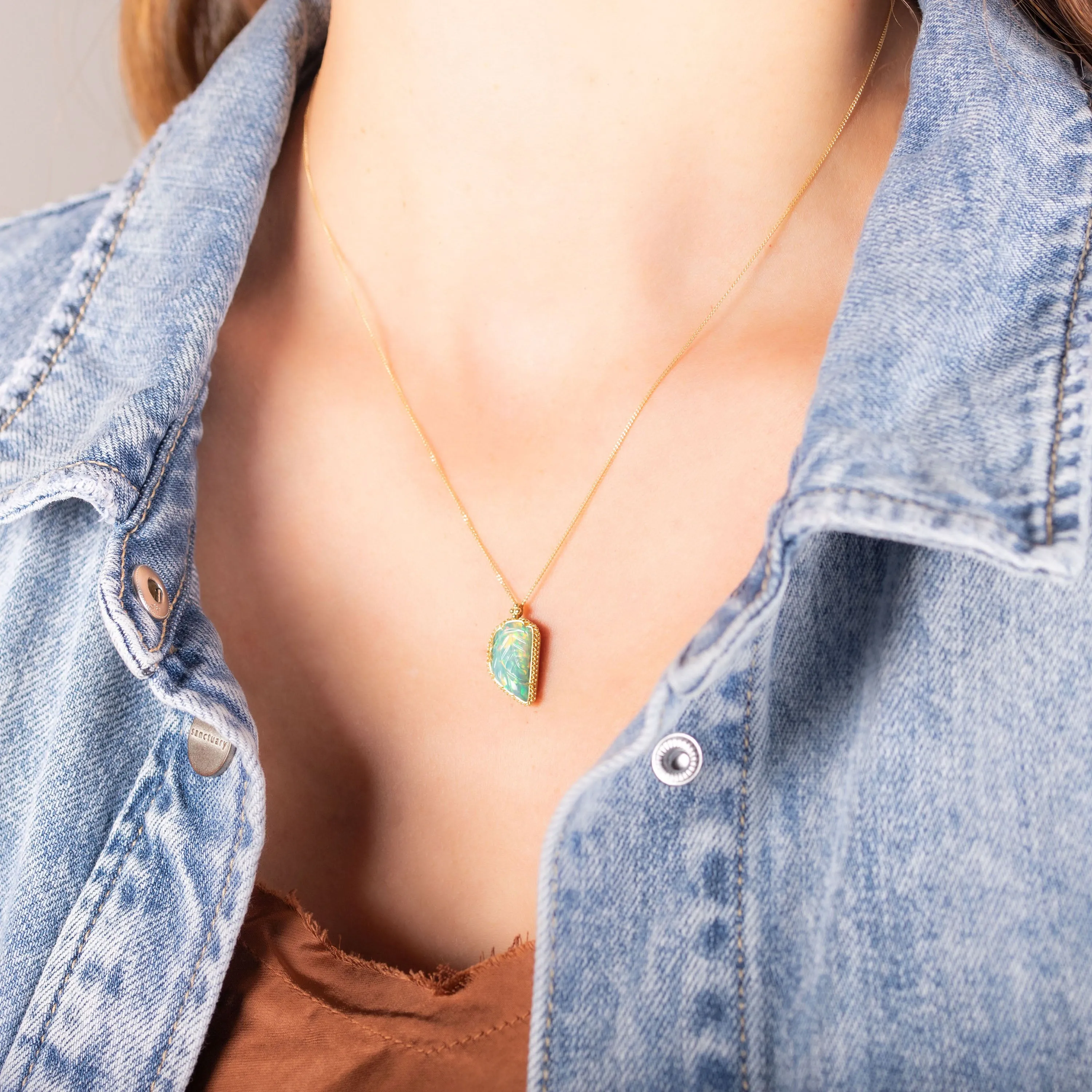Small Ethiopian Opal 18k One-of-a-Kind Necklace