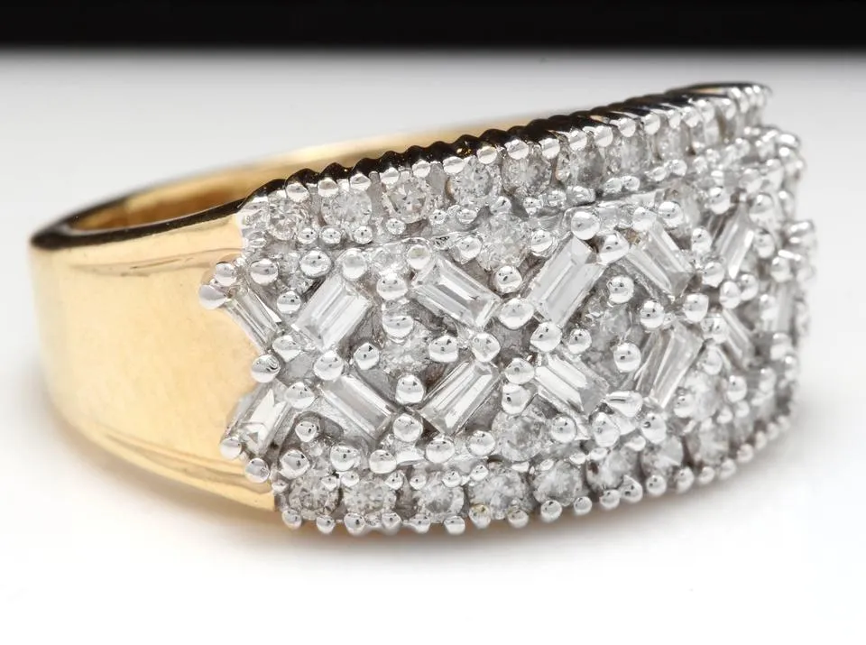 Splendid 1.25 Carats Natural Diamond 14K Solid Yellow Gold Ring