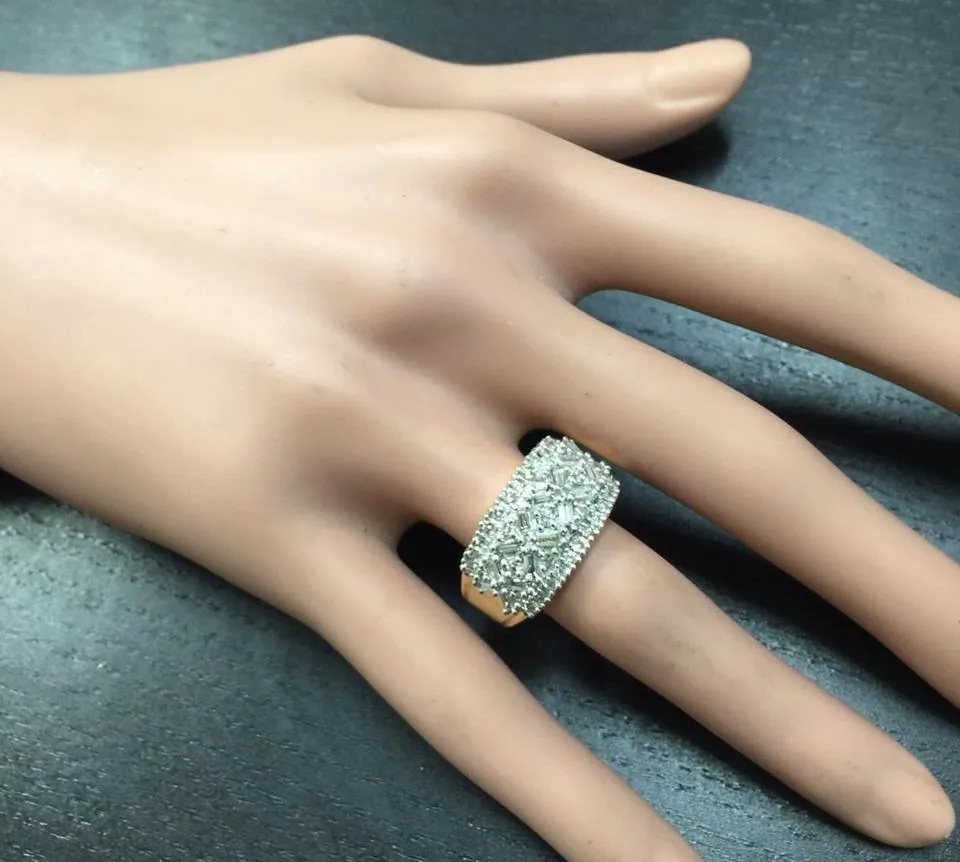 Splendid 1.25 Carats Natural Diamond 14K Solid Yellow Gold Ring