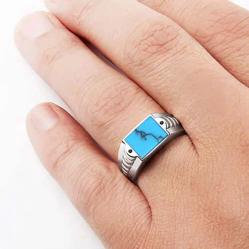Statement Ring for Men 925 Silver with Natural Stones