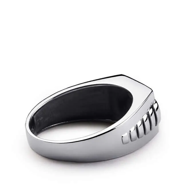 Statement Ring for Men 925 Silver with Natural Stones