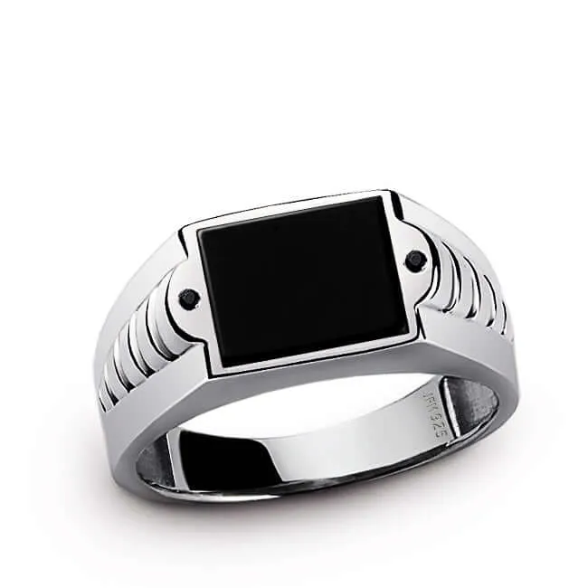Statement Ring for Men 925 Silver with Natural Stones