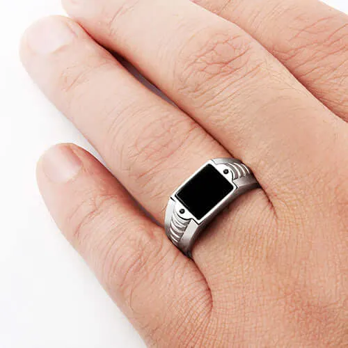 Statement Ring for Men 925 Silver with Natural Stones