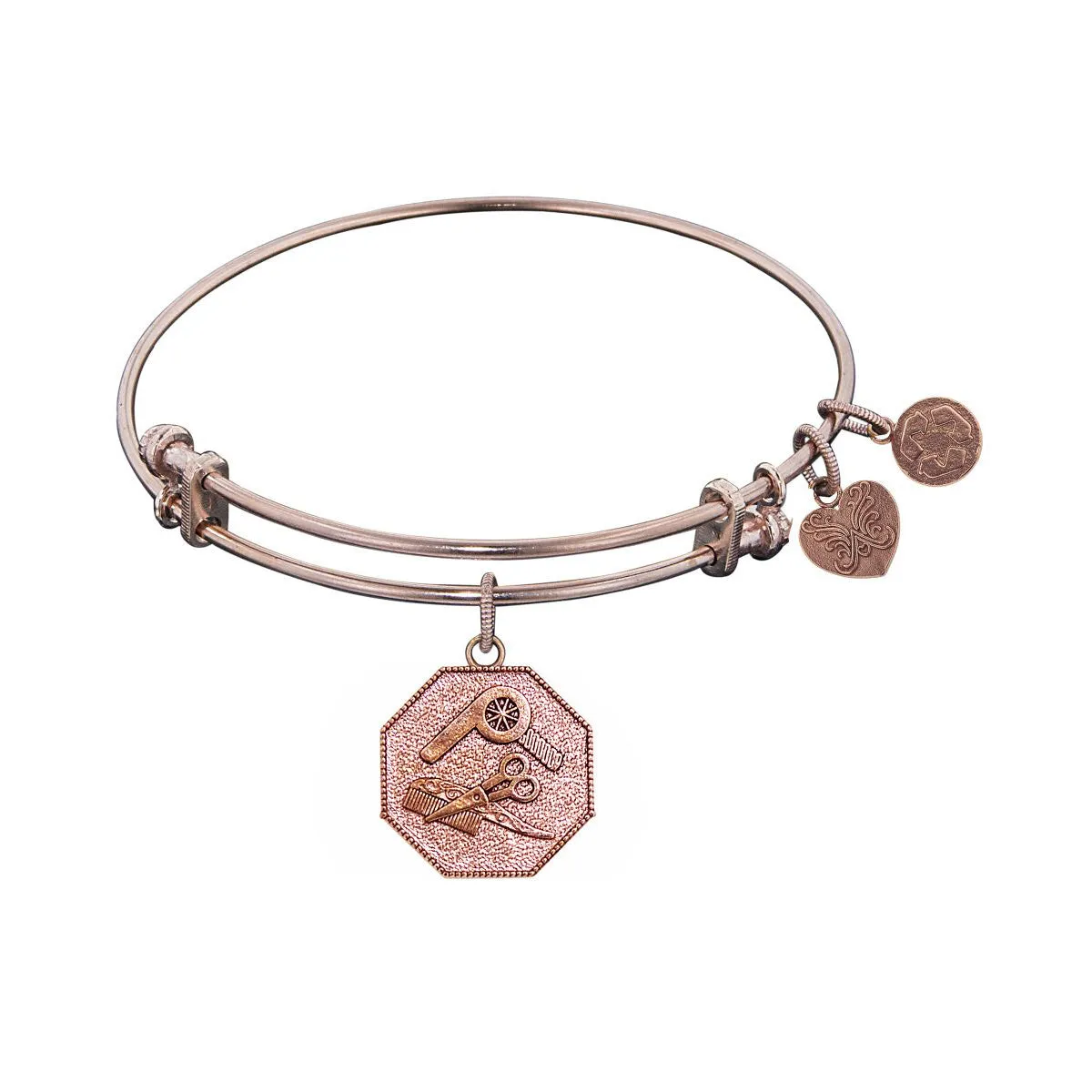 Stipple Finish Brass Hairstylist Angelica Bangle Bracelet, 7.25"