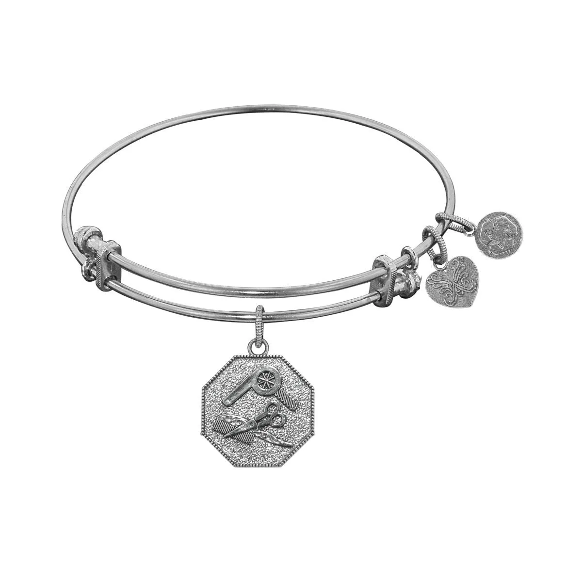 Stipple Finish Brass Hairstylist Angelica Bangle Bracelet, 7.25"