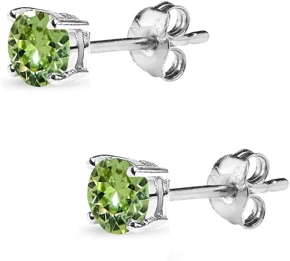 Stud Earrings for Women, Birthstone Earrings, Crystal Earrings, 4mm Round Stud Earrings Set, Cartilage Earrings, Earrings for Men, Earrings Studs, Sterling Silver Earrings for Women, Silver Studs