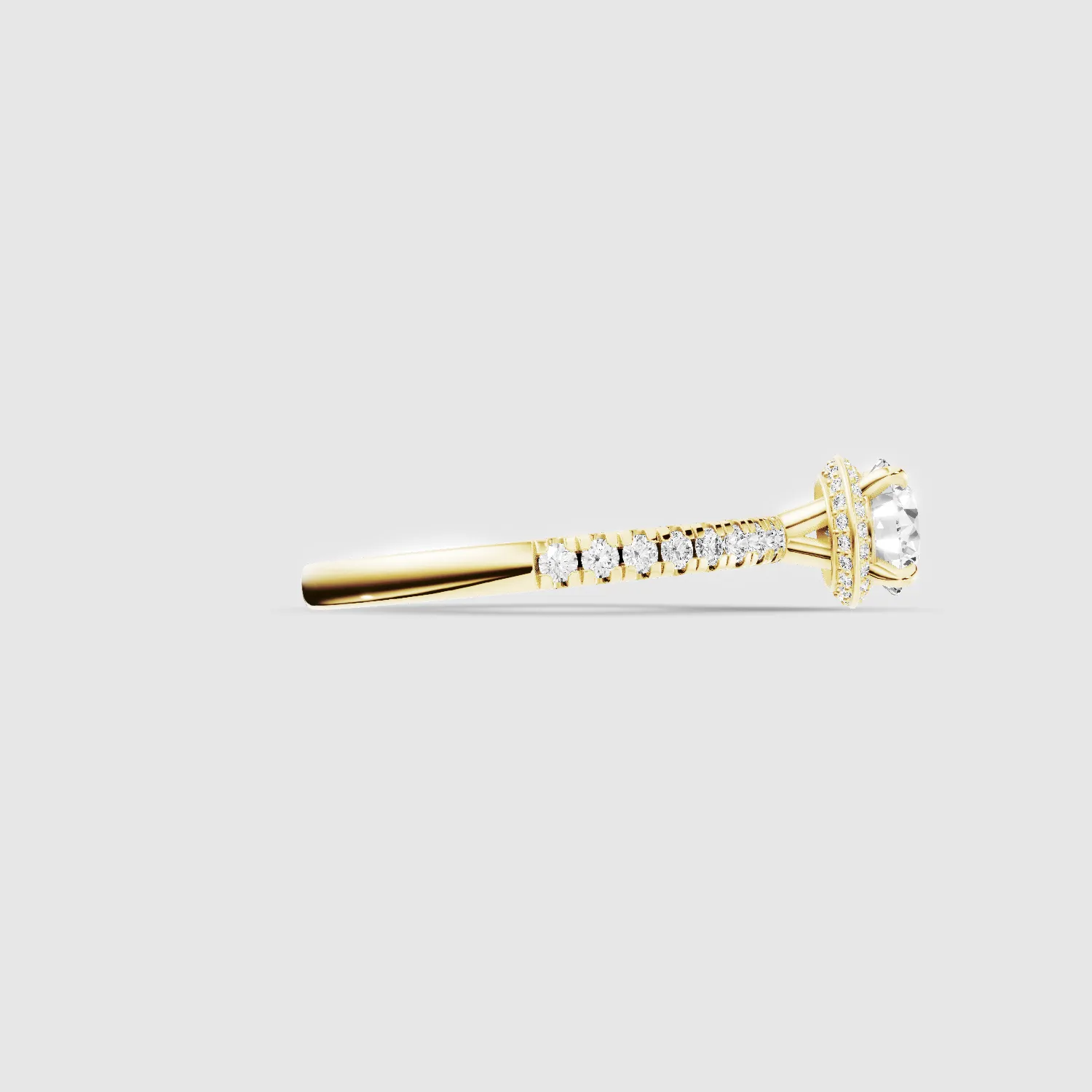 Studded Hidden Halo Lab Grown Diamond Solitaire Ring-Round