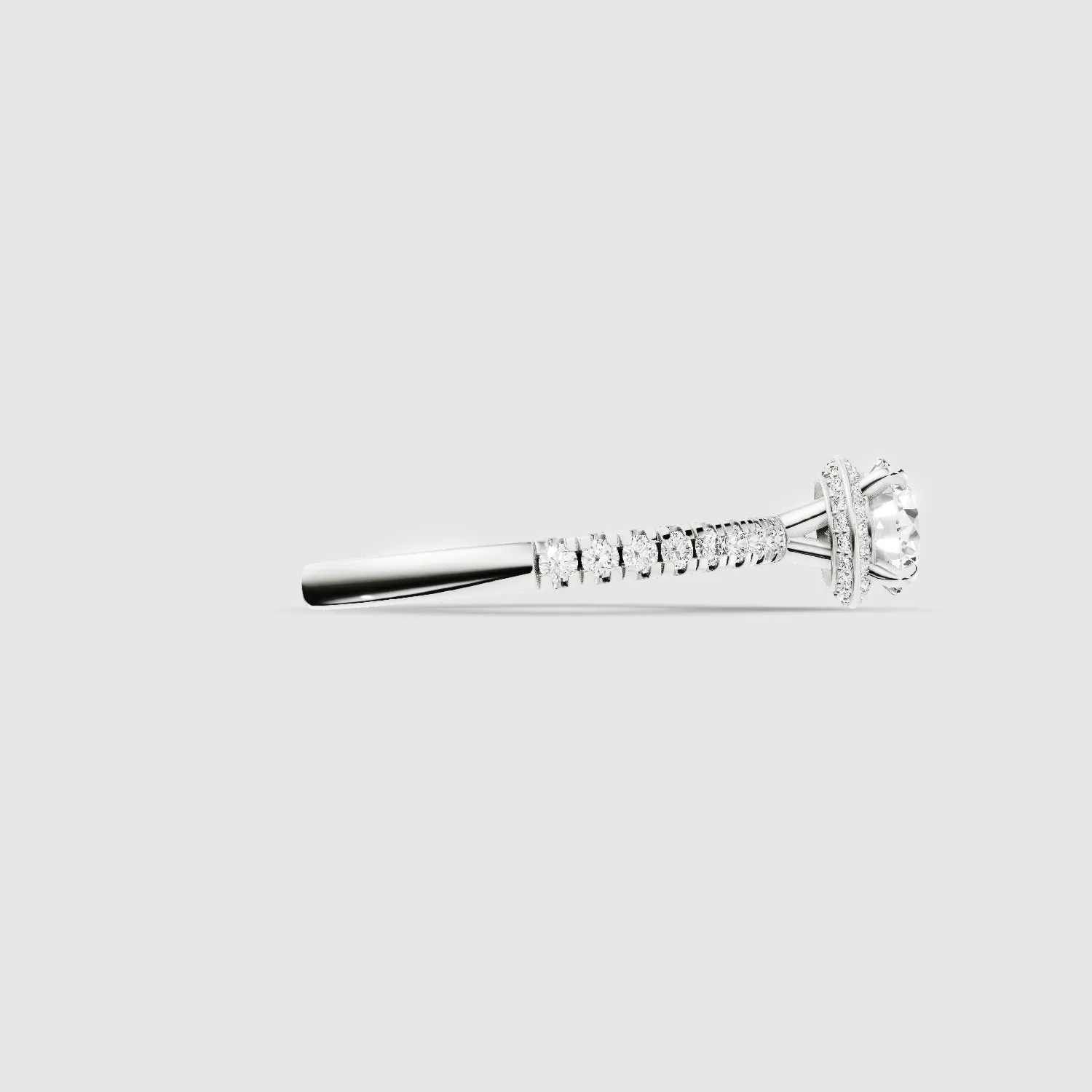 Studded Hidden Halo Lab Grown Diamond Solitaire Ring-Round