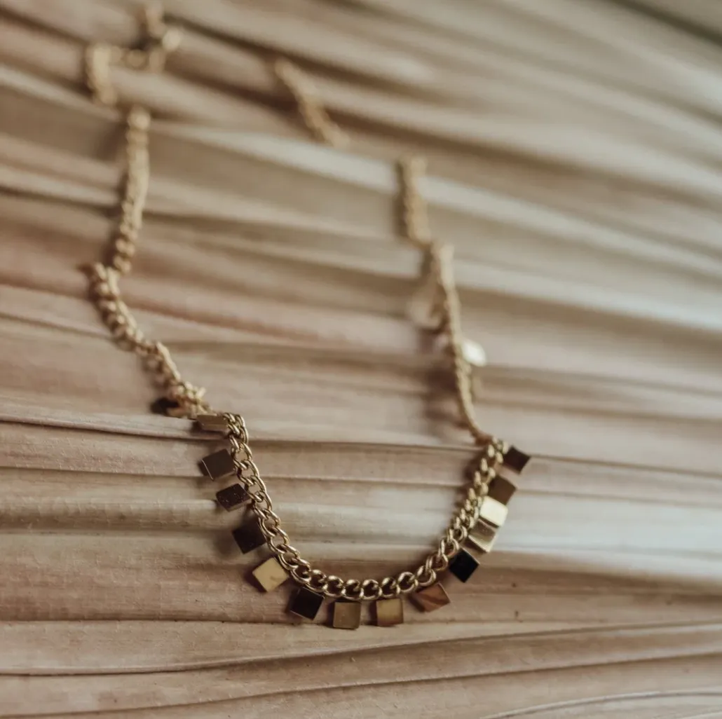 tiny squares statement necklace