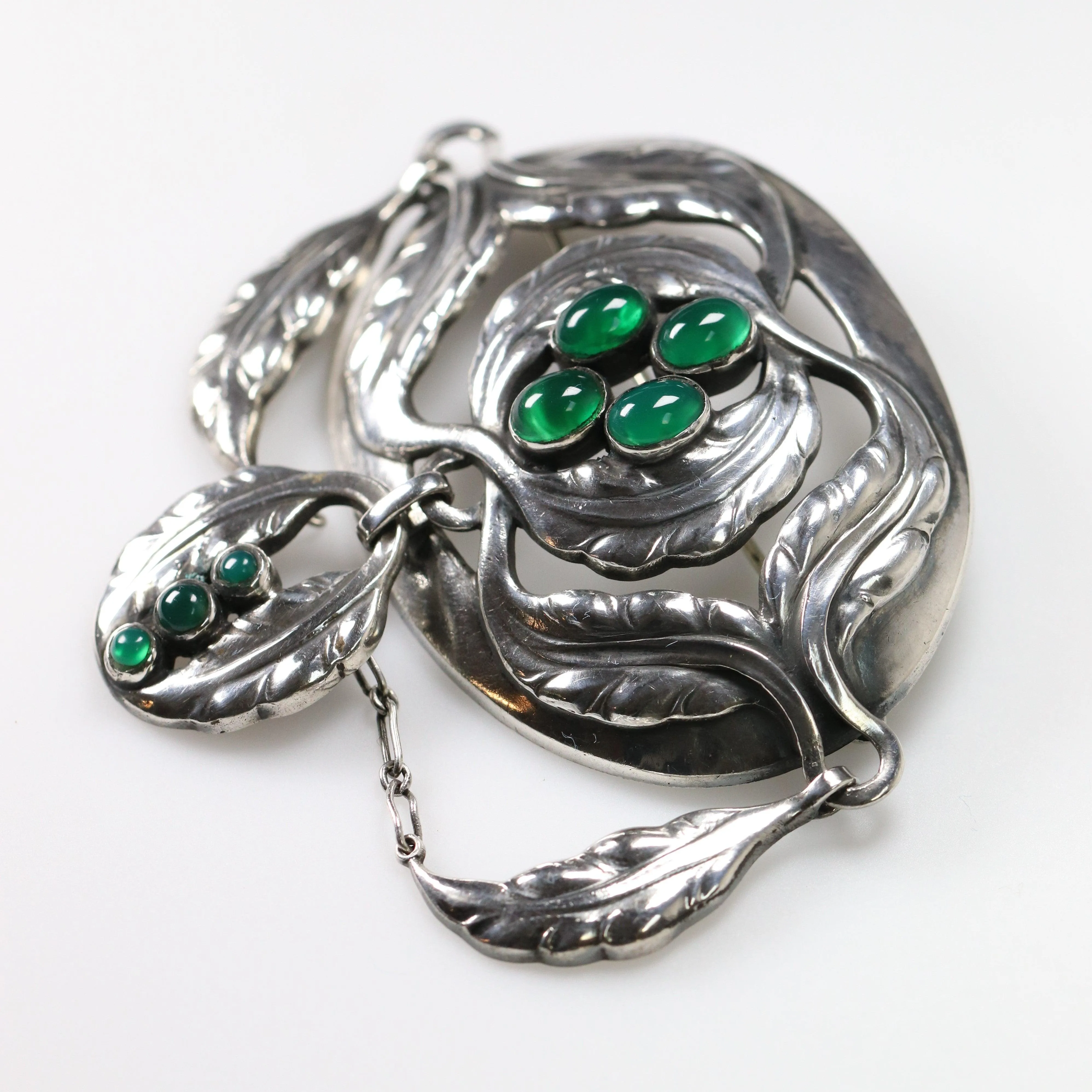 Vintage Georg Jensen Jewelry | Rare Art Nouveau Chrysoprase Brooch 26