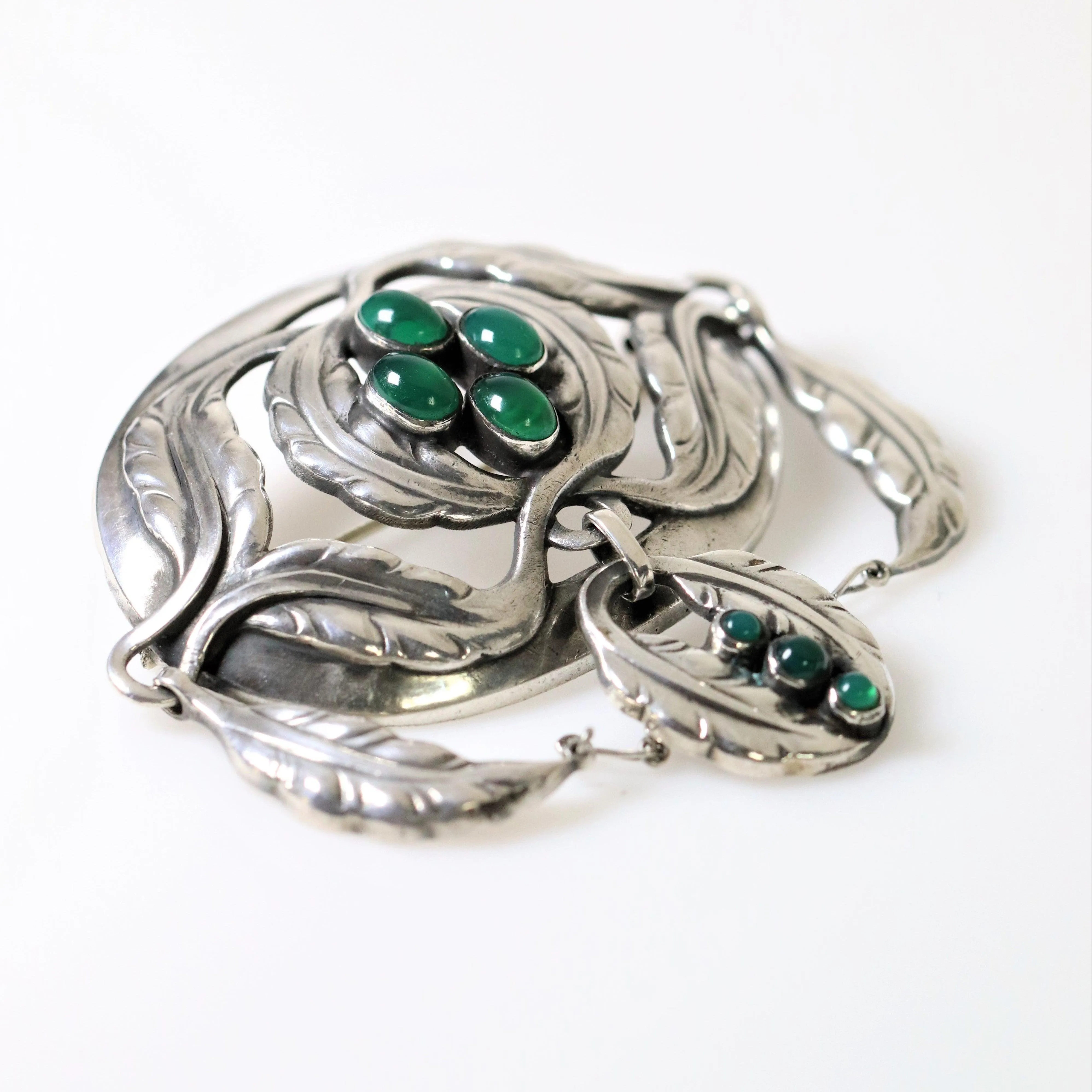 Vintage Georg Jensen Jewelry | Rare Art Nouveau Chrysoprase Brooch 26
