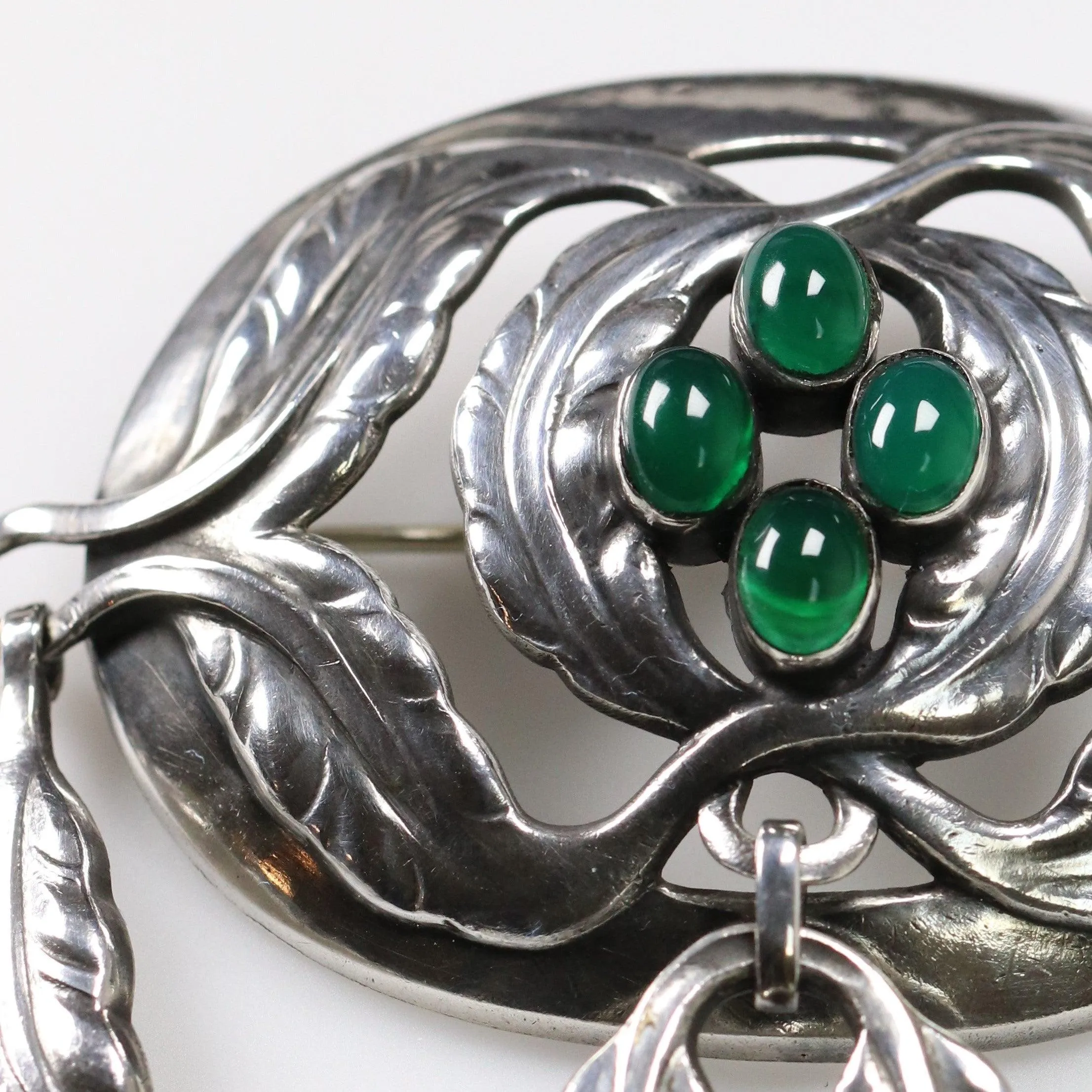 Vintage Georg Jensen Jewelry | Rare Art Nouveau Chrysoprase Brooch 26