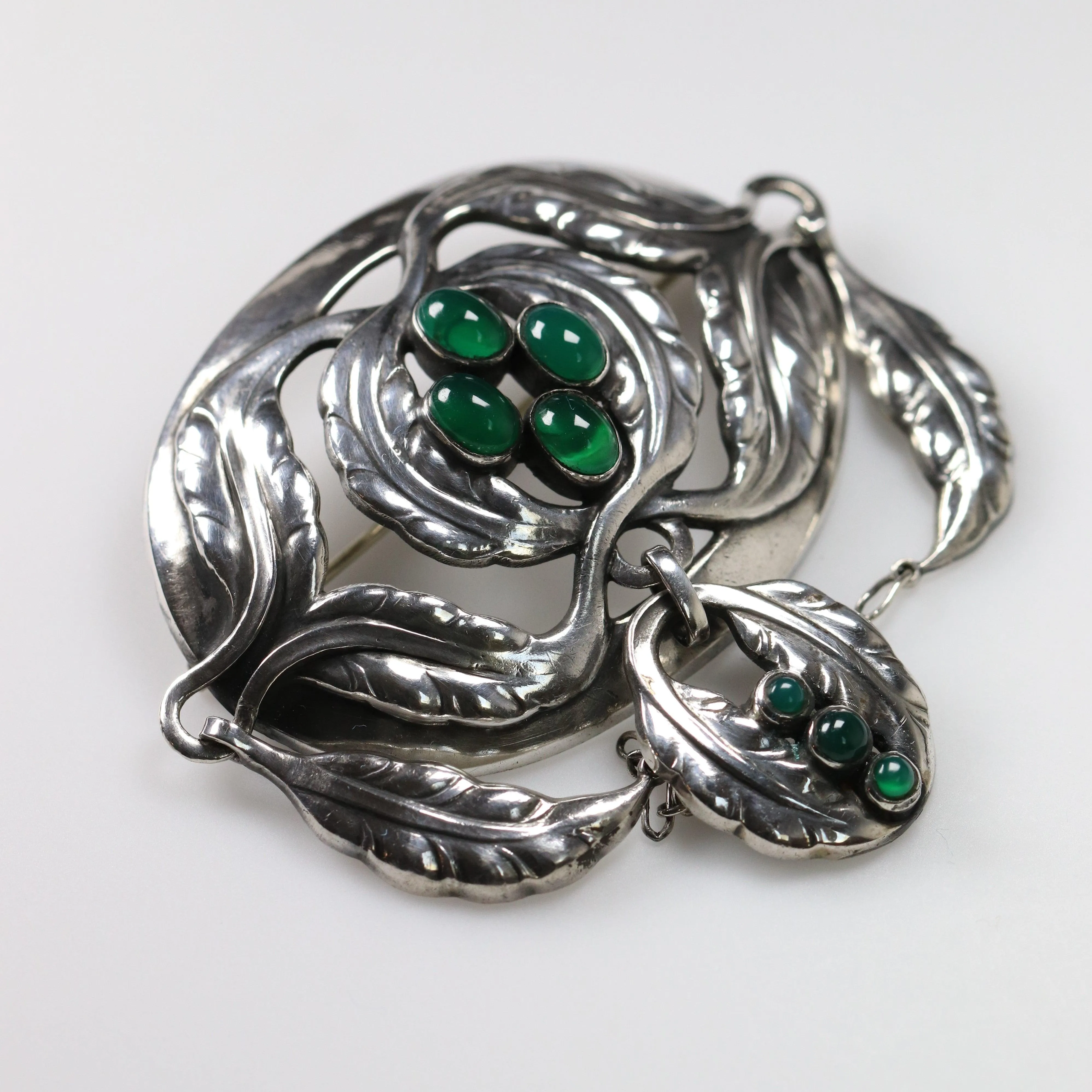 Vintage Georg Jensen Jewelry | Rare Art Nouveau Chrysoprase Brooch 26