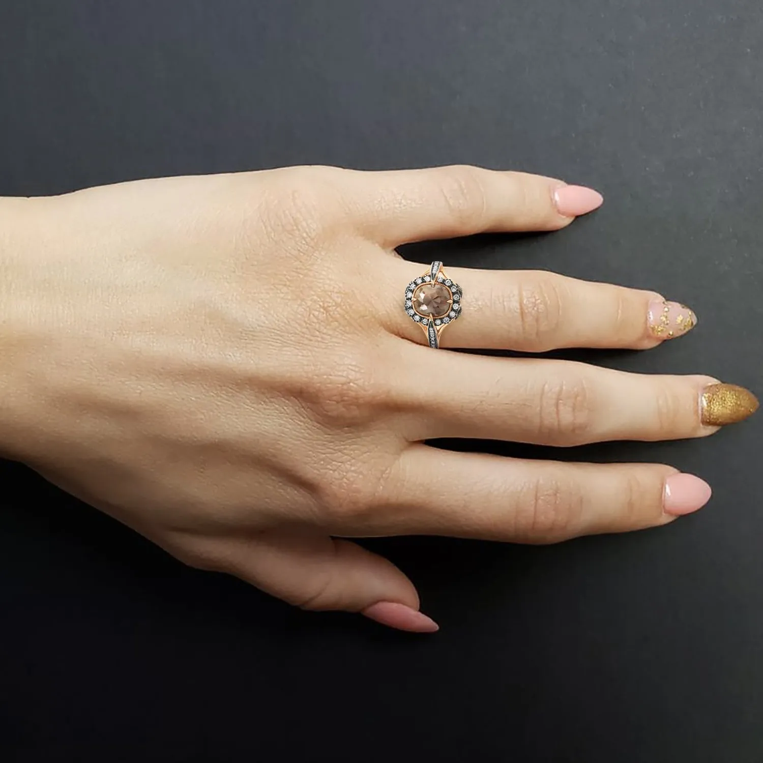 Vintage-look Taupe Diamond Ring