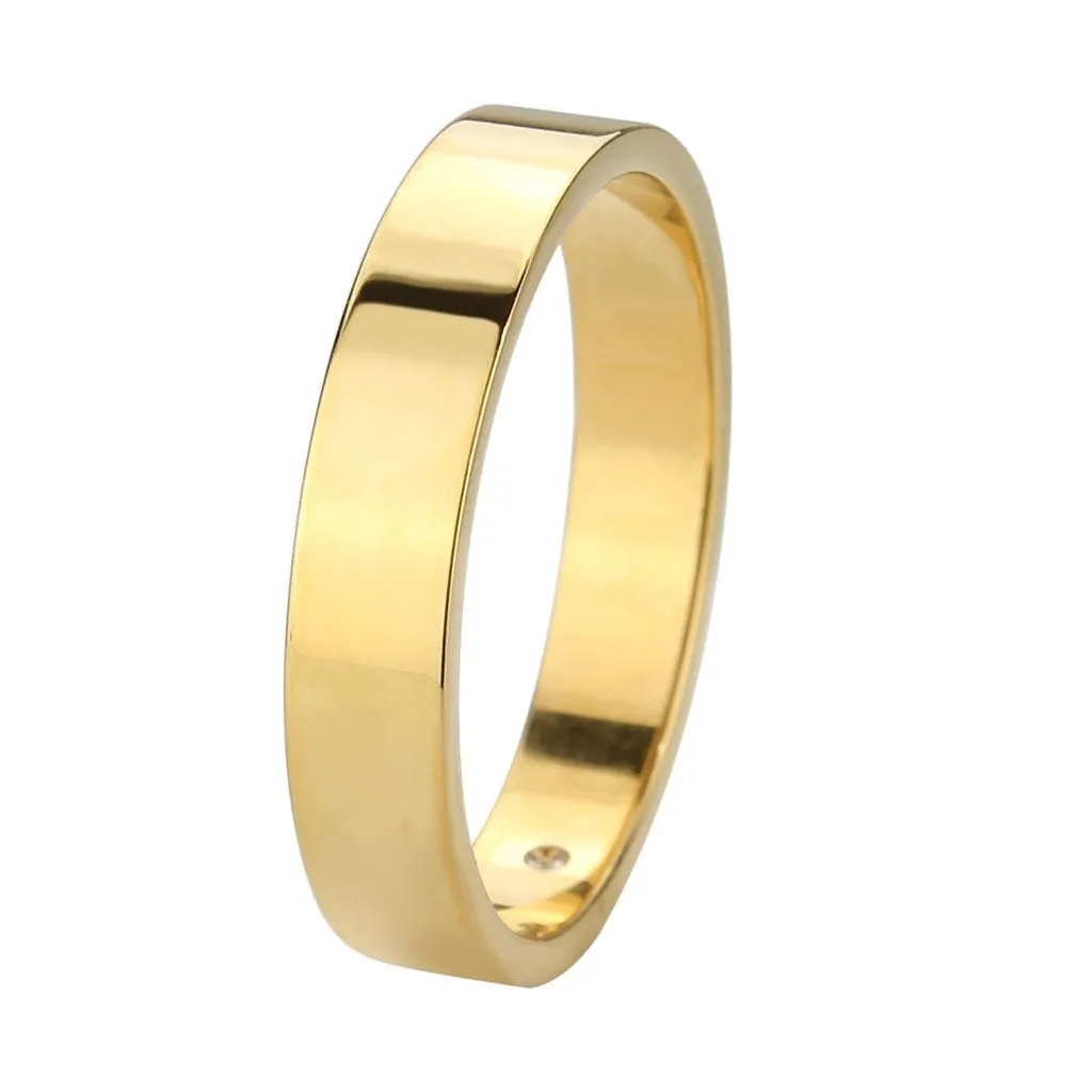 Wholesale Unisex Stainless Steel Top Grade Crystal Clear IP Gold Band Ring