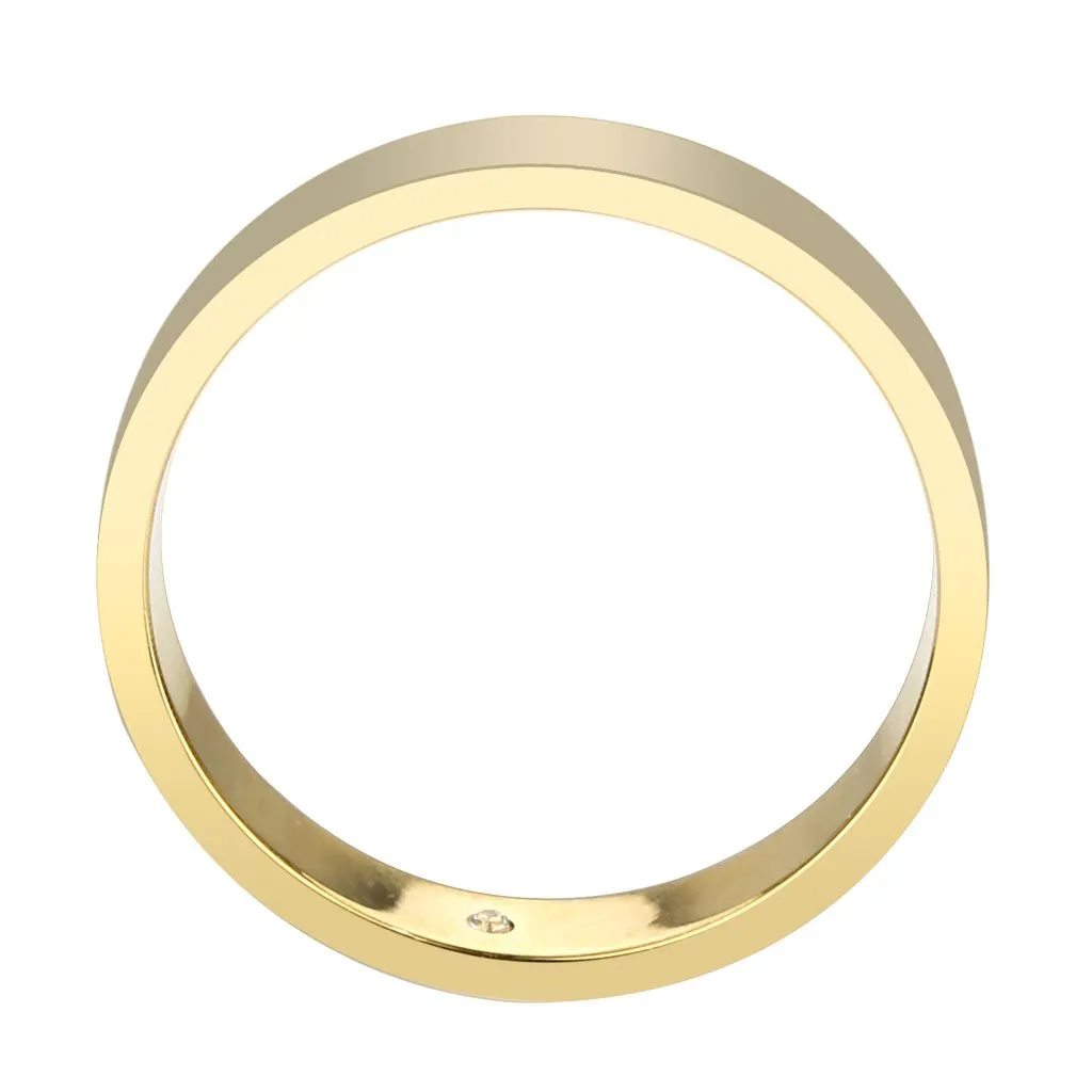 Wholesale Unisex Stainless Steel Top Grade Crystal Clear IP Gold Band Ring